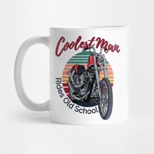 Coolest man rides old school, vintage motorcycle, old school bike Mug